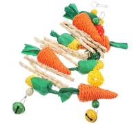 YARNOW Hamster Chewing 2Pcs Hanging Carrot and Corn Skewers Natural Straw Molar for Rabbits Guinea Pigs Gerbils Cage Chew Random Color