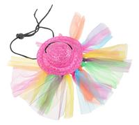 YARNOW Hamster Costume Set with Bunny Hat and Colourful Tutu Skirt for Small Pets, Well-made Mesh and Straw Material, Practical and Festive Accessory for Birthdays and Family Portraits