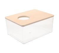 YARNOW Hamster Sand Bath Box with Wood Cover 7.9x6.1x3.9 Inch Deep Sand Bath Suitable for Small Pets in Pet Cage
