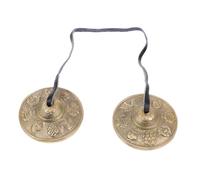 YARNOW Handmade Brass Meditation Bell Cymbal with Eight Treasure Auspicious Pattern and Storage Bag, Yoga Cymbals for Mindfulness Practice and Religious Ceremony, Tibetan Style Percussion Instrument