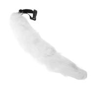 YARNOW Handmade Soft Faux Fox Costume Tail Cosplay Accessory Lightweight White Faux Fur for Halloween Christmas Party Fancy Dress and Live Streaming Props