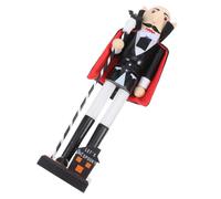YARNOW Handpainted with Black Finish Figurine Nutcracker Halloween Wooden Versatile Placement Unique Spooky Holiday Tabletop Decor for Kitchen Tables and Day the Dead Decorations