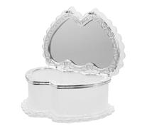 YARNOW Heart Shaped Jewelry Box with Double Heart Design Plastic Material and Mirror, Cute Adorable Storage Organizer Encouraging Creativity for DIY Craft and Room