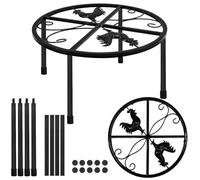 YARNOW Heavy-duty Chicken Feeder Support Stand 2pcs Metal Waterer Holder Rack with 4 Detachable Legs Black 29x18cm for Coop Feeding and Watering