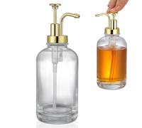 YARNOW Honey Dispenser Reusable Honey Bottle Glass and Stainless Steel Strong Hardness Pump Lid Keeps Dirty Items out Suitable for People Storing Juice