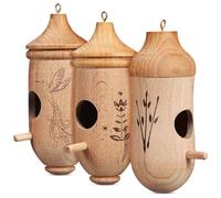 YARNOW Hummingbird Houses for Small Birds 3pcs Wooden Hanging Bird Nest Decorations Made of Smooth Beech Wood, Providing Safe and Comfortable Place for Outdoors in Garden Or Yard
