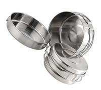 YARNOW Induction Camping Cookware Stainless Steel Four-Piece Set Portable Outdoor Cooking Utensils with Foldable Handles