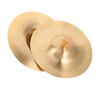 YARNOW Instruments with Handheld Mini and Percussion Finger Brass Cymbals Wooden Handles, 6 Inch round Design for Kids for Dance Performance Party Music Practice
