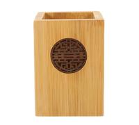 YARNOW Khaki Bamboo Pen Storage Holder with Hollow-out Design, Large Capacity Multi-function Desk Tidy Organizer for Simple Storage Solution at Home Or Office