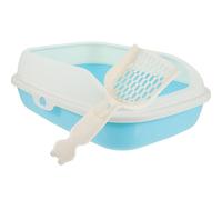 YARNOW Kitten Litter Box for Easy Cleaning with Large Opening Semi-enclosed and Practical Design, Plastic Cat Toilet with Included Litter Spoon at Home or Balcony
