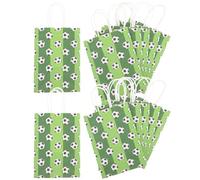 YARNOW Kraft Paper Present Bags with Blank Surface to Decorate and Easy Storage 12pcs Green Party Gift Bags for Football Party or Shopping Use