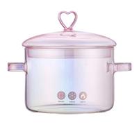 YARNOW L/oz Shaped Knob Safe Ml Stew Resistant High Stewing Retro Stock Milk Multi-use Cooking Heat Pots Stovetop Casserole L -Resistant Pink Clear Home for Hot Canteen Noodle Handles