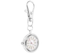 YARNOW Large Dial Pocket Watch Silver Alloy Students Keychain Watch | Luminous Pointer, Lightweight Build, Built-in Button Battery, Clip on Design for Friends and Construction Workers
