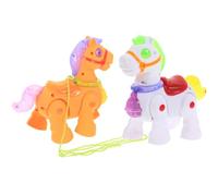 YARNOW Leash Walking Electric Small Horse for 1-3, Educational Motor Skills Development, 2pcs White and Orange Horse Figures without Batteries, Suitable for Boys and Outdoor Play