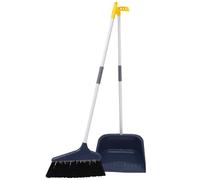 YARNOW Long Handle Dustpan and Soft Bristle Broom Cleaning Kit for Home and Cement Floors, Blue Plastic and Metal Floor Cleaning Tool that Does Not Damage Walls