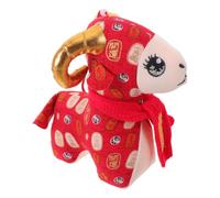 YARNOW Lunar New Year Goat Plush Hanging Ornament, Red Cloth Mascot | Portable Bag Accessory, Sturdy Strap, Fine Stitching, Auspicious Cloud Details, Traditional Chinese Styling, No Snagging