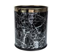 YARNOW Marble round Trash Can Plastic Garbage Bin Non-slip Lidless Compact Design for Bathroom Bedroom Office Use with Sleek Industrial Look