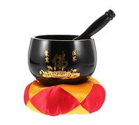 YARNOW Meditation Singing Bowl Black Sound Bowl with Mallet and Mat for Stress Relief Relaxation and Sleep Improvement Durable Buddhist Practice Instrument