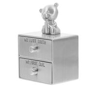 YARNOW Metal Baby First Tooth and Curl Keepsake Box for Newborns, Deciduous Tooth Storage Container, Fetal Hair Holder Organizer in Antique Tin Finish for Baby Memory