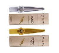 YARNOW Metal Kazoo Set 2pcs with Gold and Silver Kazoos Includes 2 Paper Tubes Educational Mouth Musical Instruments for and Adults for Music Lovers and Performance