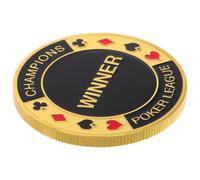 YARNOW Metal Poker Card Protector with 35 Commemorative Coins Vintage Poker Accessory Souvenir Chip for Texas Hold’em Game