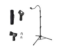 YARNOW Mic Holder Stand for Karaoke Singing and Online Lessons Adjustable Microphone Stand with Tripod Base Foldable Black Metal Suitable for Adults and Children