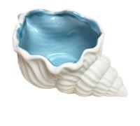 YARNOW Mini Ceramic Conch Shell Flowerpot 13X7X6Cm White Desk Planter for Succulents and Small Plants, Conch Shape Decoration for Home and Garden Display