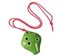 YARNOW Mini Ceramic Ocarina Instrument in Green with 6-hole Design and Short Mouthpiece, Compact and Portable Music Toy for Beginners with Lanyard and Music Score, Shaped like A