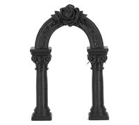 YARNOW Mini Roman Pillar and European Arch Gate Model, Black Small Roman Column Decor for Diorama, Miniature Wedding Arch and Terrarium Garden Scenery, Wargame Terrain Accessory
