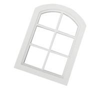 YARNOW Mini White Dome 6-grid Dollhouse Window Model Wooden Frame for Doll House Accessories Miniature Decoration Furniture DIY Prop