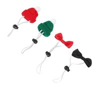 YARNOW Mini Woolen Yarn Pet Hats and Knitting Bow Ties Set with Elastic Band, 4pcs Red and Green Christmas Hats for Hamsters, Reptiles and Small Animals Seasonal Decorations