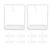 YARNOW Miniature Doll Clothes Hanger Rack with 10 Plastic Mini Hangers and 2 Stable Display Stands, Shape-retaining Wardrobe Accessory Specifically Designed for 1/6 to 1/12 Scale Dolls