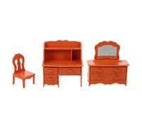 YARNOW Miniature Dollhouse Makeup Vanity with Mirror and Stool Educational Dressing Table Furniture for Bedroom Decor and Interactive Play