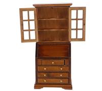 YARNOW Miniature Dollhouse Storage Cabinet Walnut Wood Tiny House Furniture Decoration for Living Bedroom Kitchen DIY Micro Landscape Bookshelf for Creative