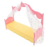 YARNOW Miniature Princess Bed with Sleep Curtain for Dollhouse Easy Assembly Mini Furniture Ornament Realistic Doll Bed Model for Pretend Play and Decoration
