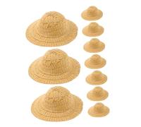 YARNOW Miniature Straw Hats 10Pcs 10Cm Handwoven Cowboy Top Hats for Dollhouse Scenes and Rustic Photography Props