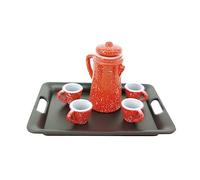 YARNOW Miniature Teapot with Small Cups and Black Tray Lifelike Fairy House Afternoon Tea Accessory for Dollhouse Furniture Compact Decorative Mini Teapot Model for Home and Kettle