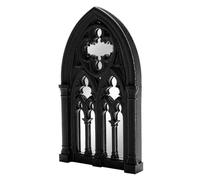 YARNOW Mirror Wall Decor 1pcs Gothic Halloween with Arched Window Design Black Plastic Mirror Sheet, Easy Installation and Removable for Home and Kitchen Decoration
