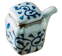 YARNOW Multi-function Ceramic Soy Sauce Dispenser Blue Oil Container with Stylish Hand-painted Design, Keeps Spice Fresh for Household Vinegar Or Olive Oil Use in Kitchen