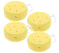 YARNOW Natural Loofah Body Sponge with Hanging Lanyard, Dual-Sided Bath Sponge 4pcs for Shower Use, Suitable for Bathroom and