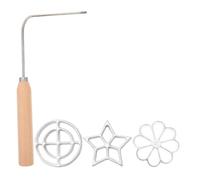 YARNOW Non-Stick Aluminum Fried Snack Mold 4Pcs Timbale Set with Handle for Home Kitchen Use, Dough Mold Featuring Hollow Star, Pentagon, and Circle Shapes for Pastry Frying