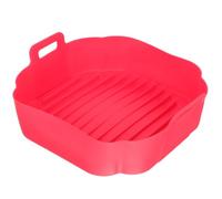 YARNOW Non Stick Square Silicone Air Fryer Basket Liner Red High Temperature Resistant Baking Mat for Kitchen Use
