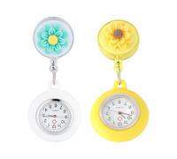 YARNOW Nurse Hanging Watch Clip-on Quartz Pocket Watch 2pcs Set with Silicone Case Tea Yellow Light Green for Healthcare Professionals
