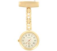 YARNOW Nurse Pocket Watch Glow in The Dark with Gold Alloy Case, Luminous Sunburst Dial, Silent Hanging Brooch Clip, Practical Medical Watch for Nurses and Healthcare Professionals