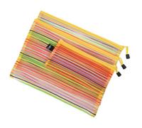 YARNOW Nylon Mesh Zipper File Organizer Bags 3pcs Convenient and Sturdy Document Storage Pouches with 3 Different Sizes A4 A5 B6 for Newspapers and Magazines, for School and Park Use