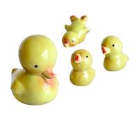 YARNOW Ornaments Portable and Easy Cleaning Ceramic 4 Pcs Yellow Desktop Sculpture Figurines Birthday for Home Decoration