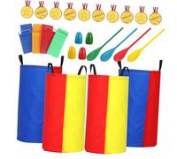 YARNOW Outdoor Family Games with Sack Race Bags Egg and Spoon Relay Three Legged Race Bands Portable Construction for Birthday Parties Picnics Field Days and Fun