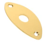 YARNOW Oval Guitar Jack Plate Golden Iron and Copper Material with Mounting Screws Glossy Surface, Oval Shape with 38mm Hole Spacing and 9.5mm Aperture for Electric Guitar and Bass