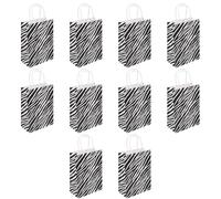 YARNOW Paper Bags with Handles Black Paper Favor Zebra Print Foldable 10pcs Multi-function with Simple Colour Design Party and Shopping Gift Bags