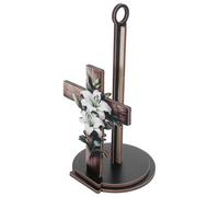 YARNOW Paper Towel Holder Stand for Kitchen and Bathroom Vanity, Versatile Placement Rustic Farmhouse Cross Shaped Wood with Festive Atmosphere Booster for Halloween and Easter Decor